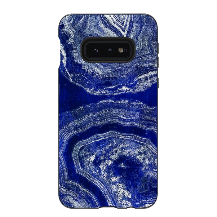 Galaxy S10e StrongFit Indigo blue agate marble art by Oana 