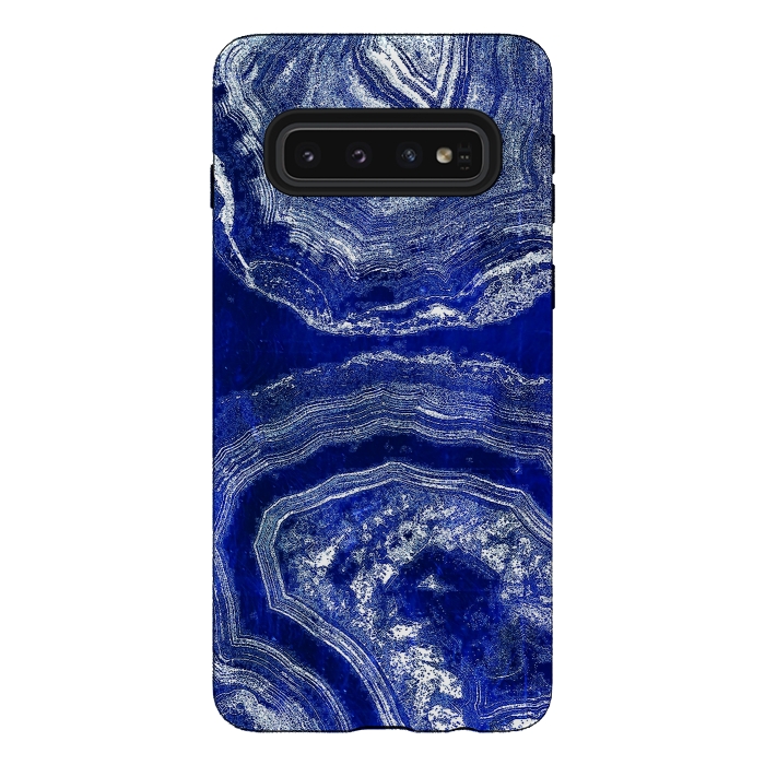 Galaxy S10 StrongFit Indigo blue agate marble art by Oana 