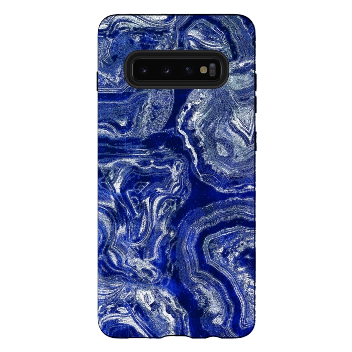 Galaxy S10 plus StrongFit Metallic indigo blue marble by Oana 