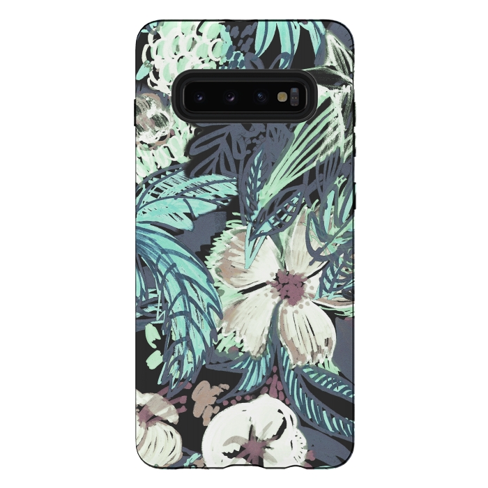 Galaxy S10 plus StrongFit Marker sketched flowers and foliage doodles by Oana 