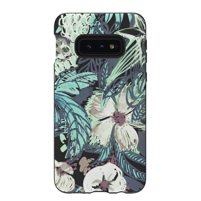 Galaxy S10e StrongFit Marker sketched flowers and foliage doodles by Oana 
