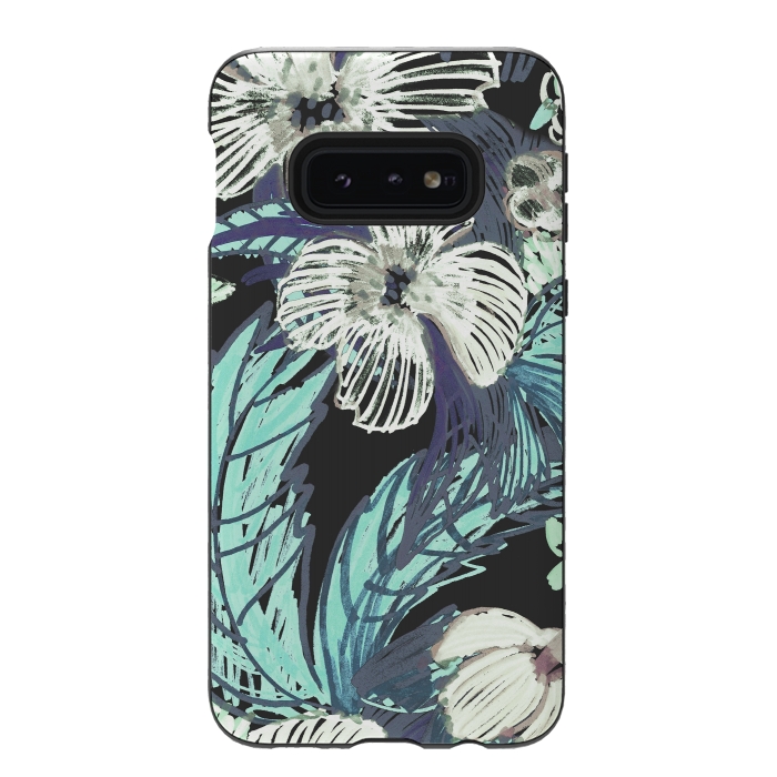 Galaxy S10e StrongFit tropical flowers and leaves marker sketch by Oana 