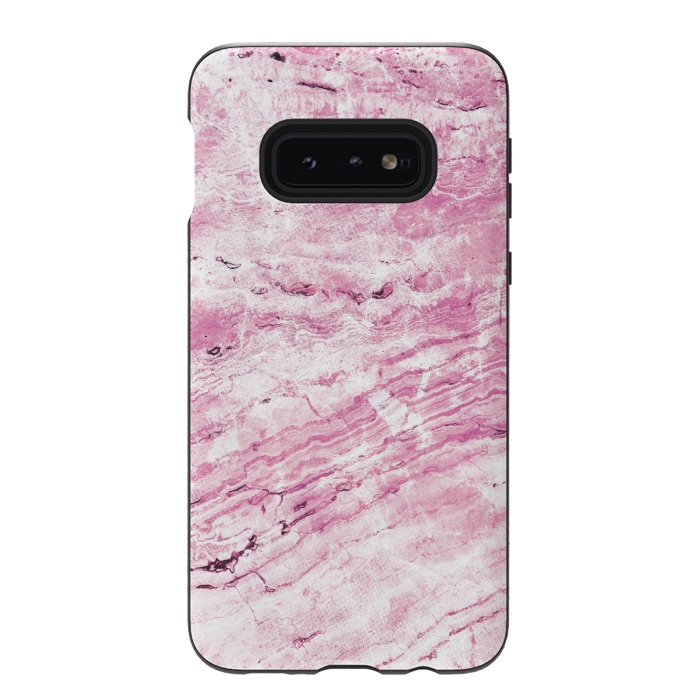 Galaxy S10e StrongFit Pink striped marble by Oana 
