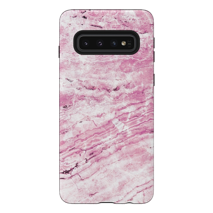 Galaxy S10 StrongFit Pink striped marble by Oana 