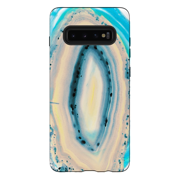 Galaxy S10 plus StrongFit Blue beige cut out agate marble by Oana 