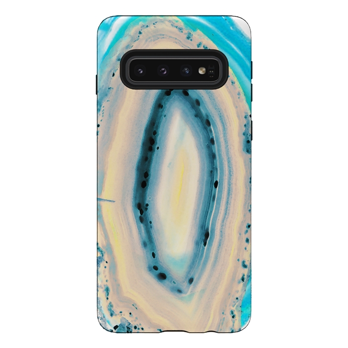 Galaxy S10 StrongFit Blue beige cut out agate marble by Oana 