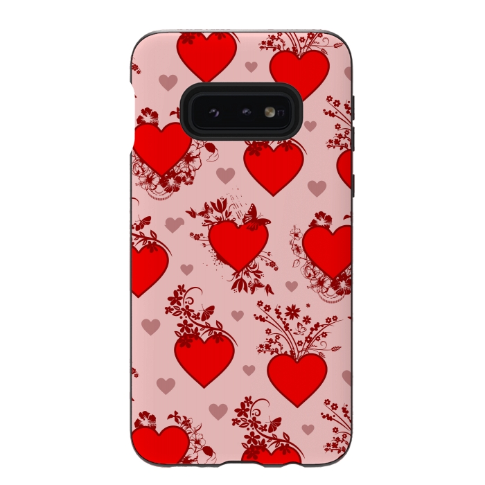 Galaxy S10e StrongFit Valentine's Day Vintage Floral Hearts by BluedarkArt