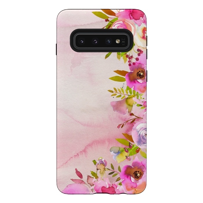 Galaxy S10 StrongFit Handpainted spring flowers tendril by  Utart