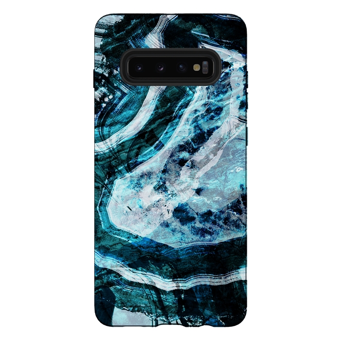 Galaxy S10 plus StrongFit Textured dark blue agate marble by Oana 