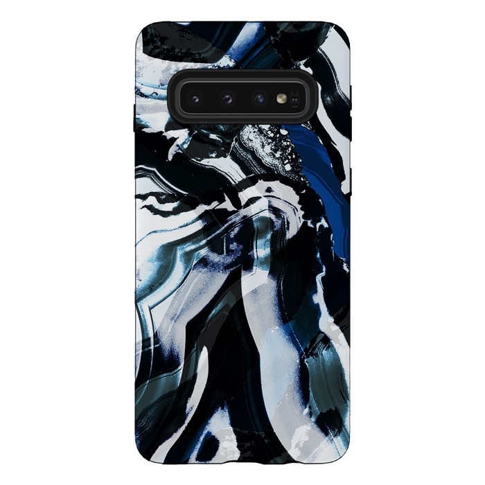 Galaxy S10 StrongFit Ink brushed painted marble by Oana 