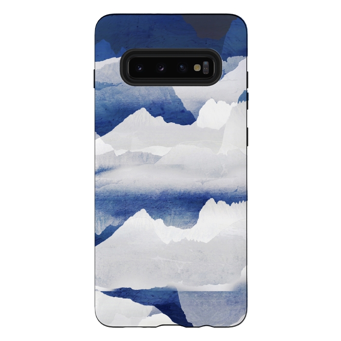 Galaxy S10 plus StrongFit Minimal abstract blue mountains by Oana 