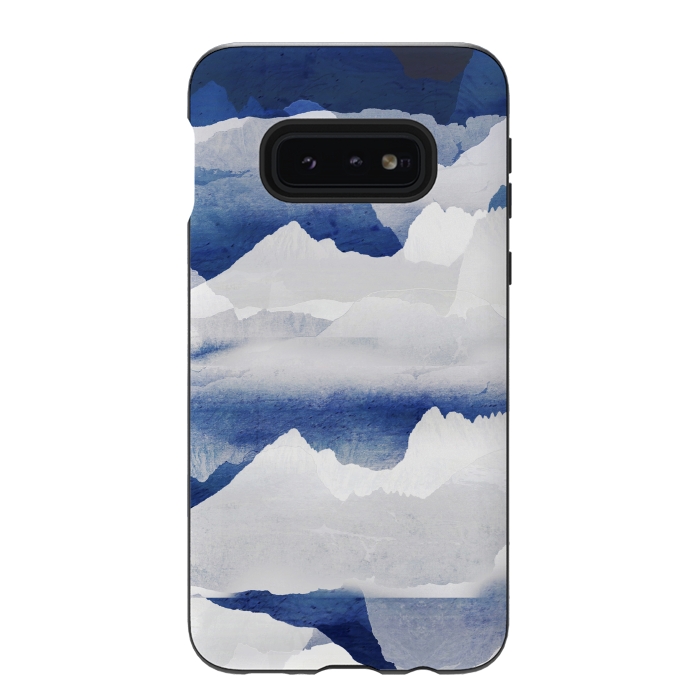Galaxy S10e StrongFit Minimal abstract blue mountains by Oana 