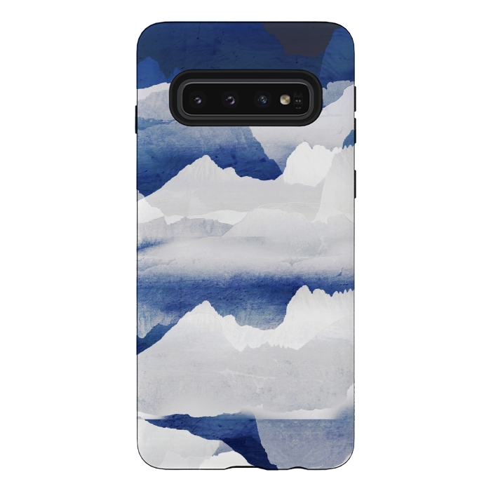 Galaxy S10 StrongFit Minimal abstract blue mountains by Oana 
