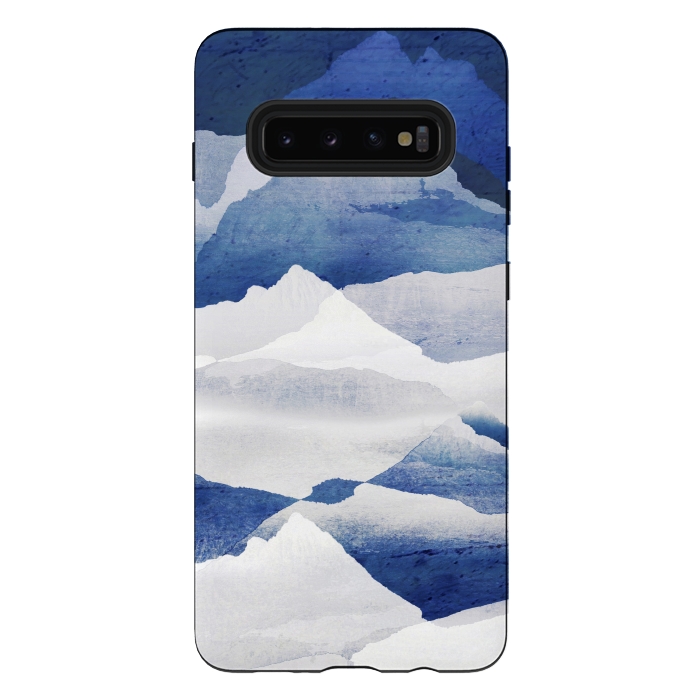 Galaxy S10 plus StrongFit Blue elegant snowy mountains by Oana 