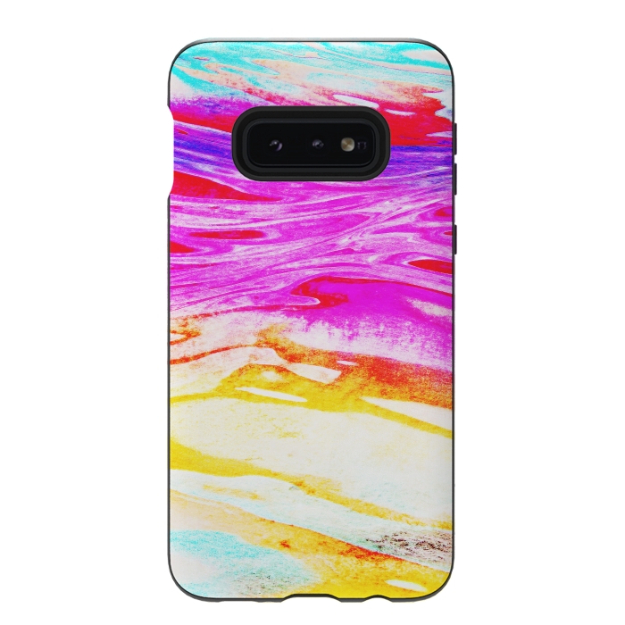 Galaxy S10e StrongFit Colorful tie dye painted waves by Oana 