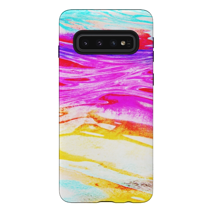 Galaxy S10 StrongFit Colorful tie dye painted waves by Oana 