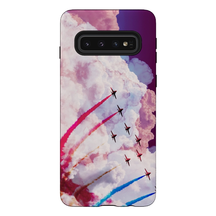 Galaxy S10 StrongFit Red purple airplane air show by Oana 