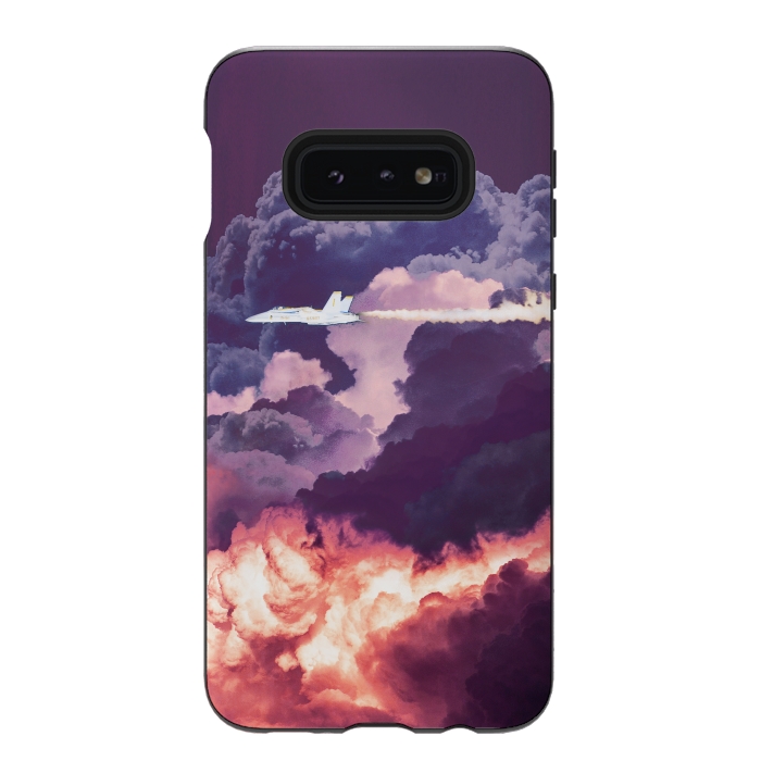 Galaxy S10e StrongFit Plane and purple clouds by Oana 