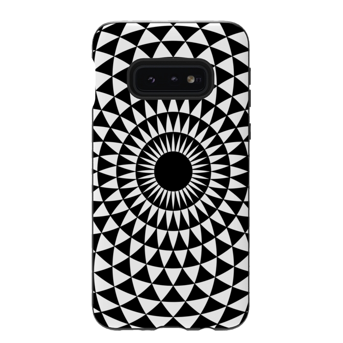 Galaxy S10e StrongFit 3d illusion mandala geometric black triangle patterns  by Josie