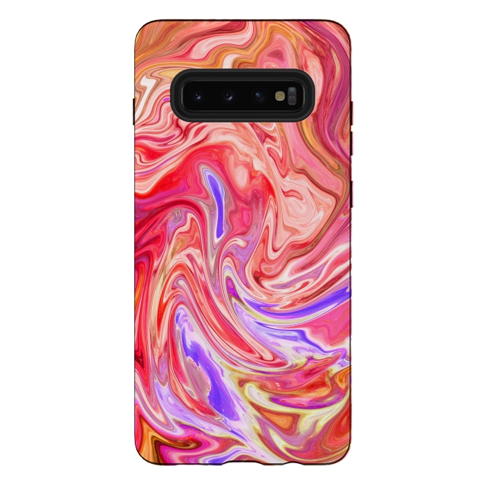 Galaxy S10 plus StrongFit Water effect pink red pop fluid painting digital art by Josie