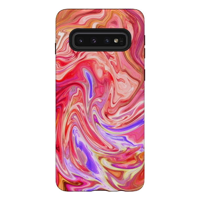 Galaxy S10 StrongFit Water effect pink red pop fluid painting digital art by Josie