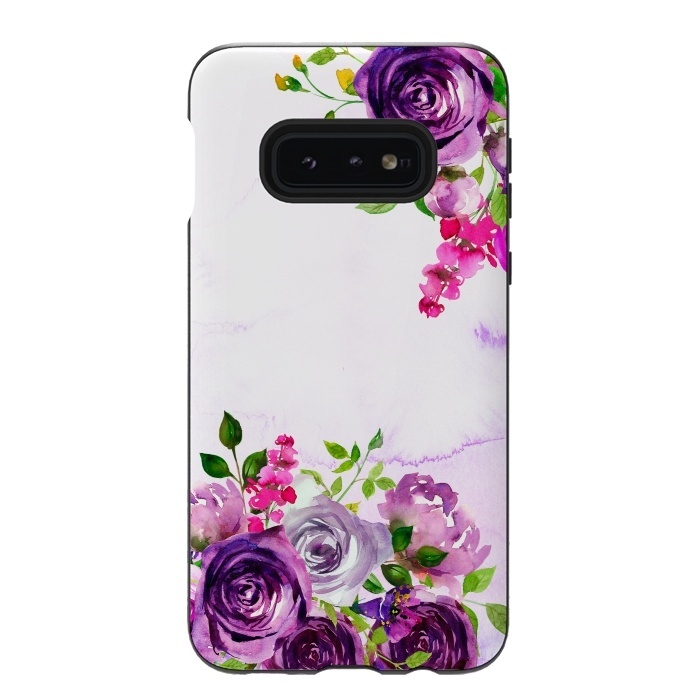 Galaxy S10e StrongFit Hand drawn purple and pink florals by  Utart