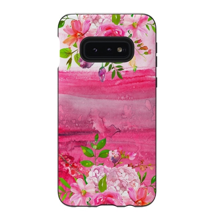 Galaxy S10e StrongFit Pink watercolor florals by  Utart