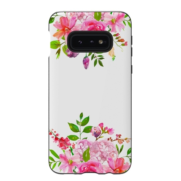 Galaxy S10e StrongFit Pink Watercolor florals on white by  Utart
