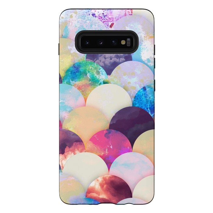 Galaxy S10 plus StrongFit Painted colorful clouds seashell balloons pattern by Oana 