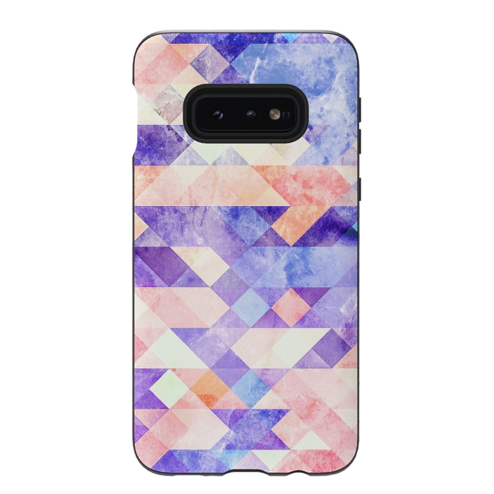 Galaxy S10e StrongFit Colorful marble geometric tiles by Oana 