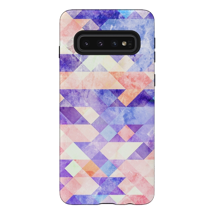 Galaxy S10 StrongFit Colorful marble geometric tiles by Oana 