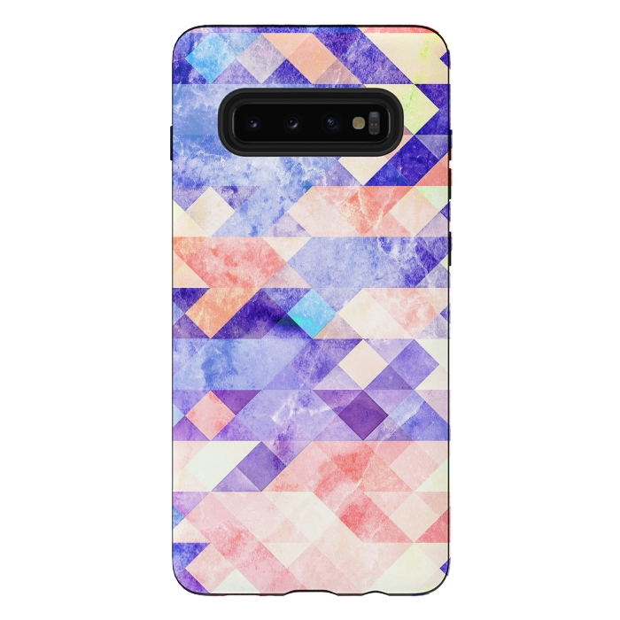 Galaxy S10 plus StrongFit Marble textured triangle tiles by Oana 