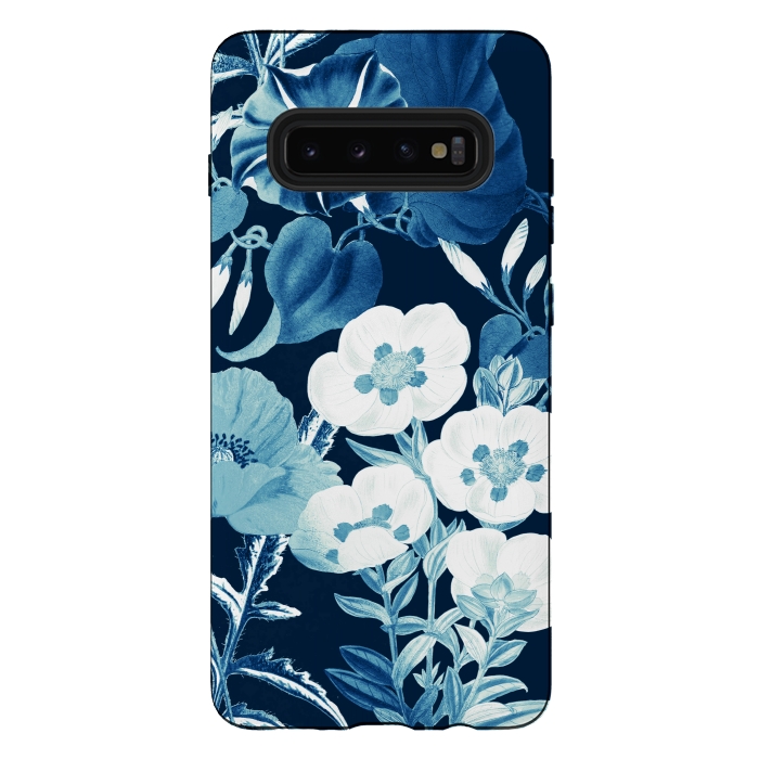 Galaxy S10 plus StrongFit Romantic blue wild flowers illustration by Oana 