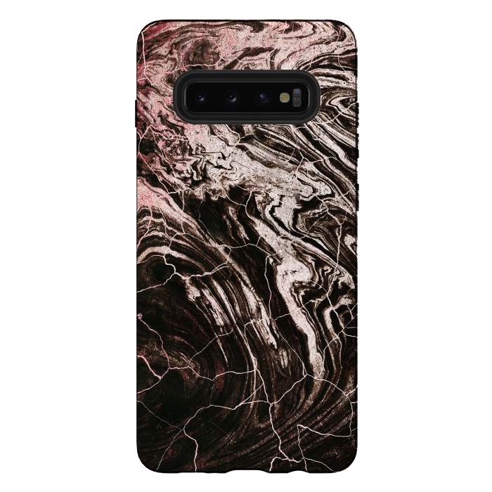 Galaxy S10 plus StrongFit Rose gold and black marble art by Oana 
