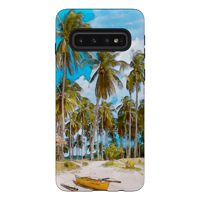 Galaxy S10 StrongFit Coconut Tree Beach by Creativeaxle
