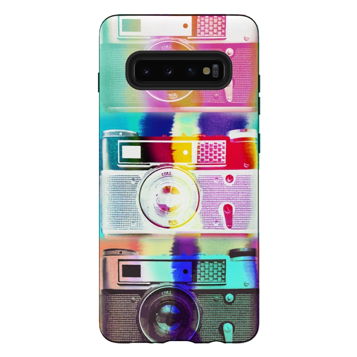 Galaxy S10 plus StrongFit Vintage cameras watercolor illustration by Oana 