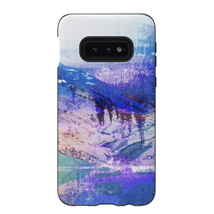 Galaxy S10e StrongFit Abstract blue painted mountain landscape by Oana 