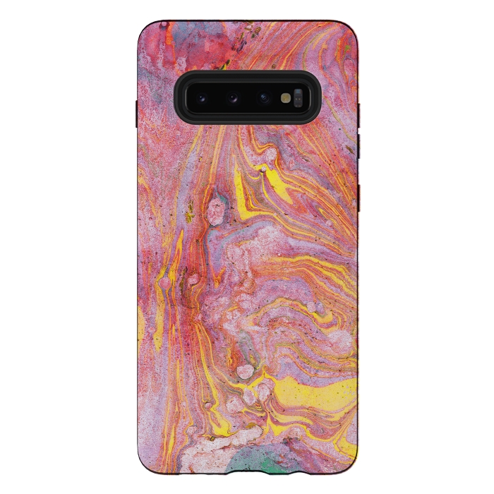 Galaxy S10 plus StrongFit Pink yellow painted mable  by Oana 