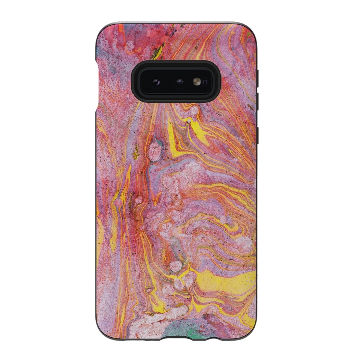 Galaxy S10e StrongFit Pink yellow painted mable  by Oana 