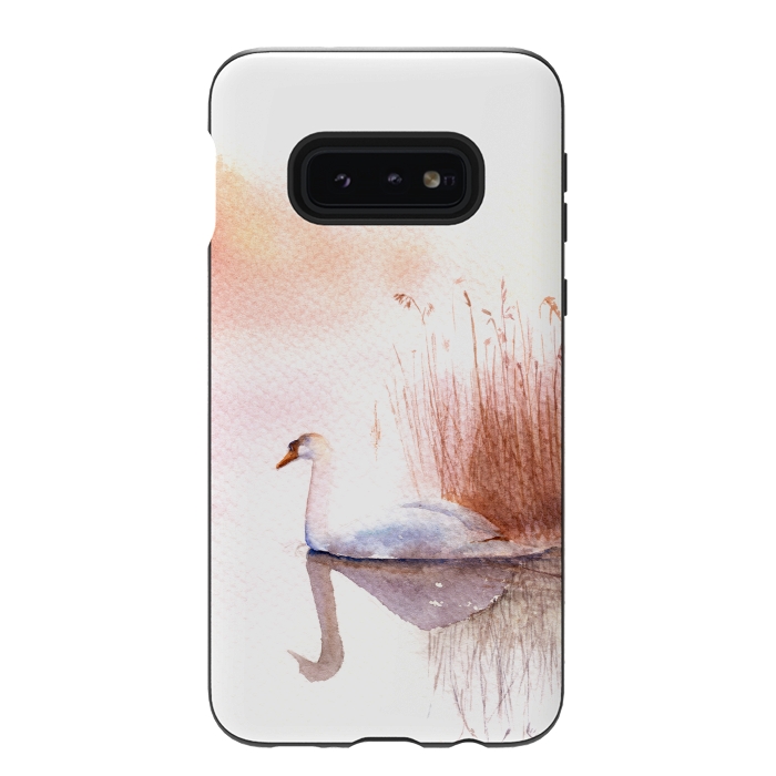 Galaxy S10e StrongFit White Swan on the Lake by Elena Terzi