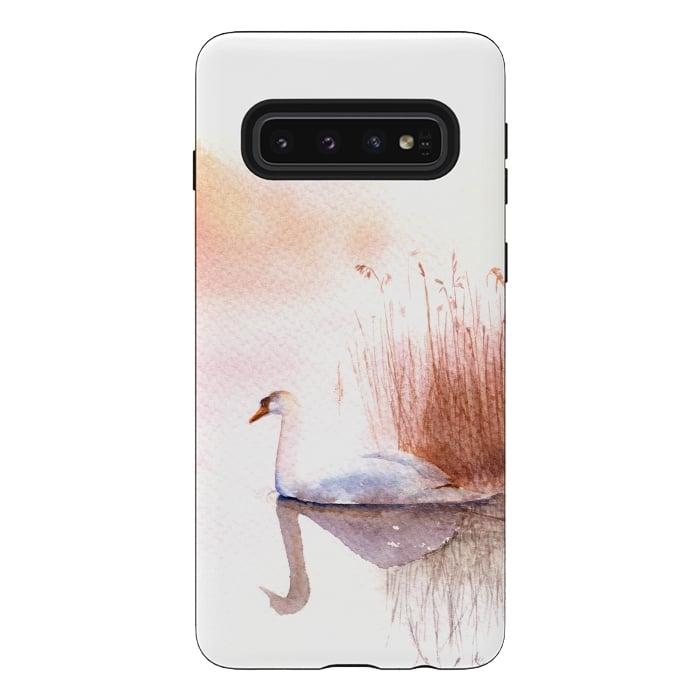 Galaxy S10 StrongFit White Swan on the Lake by Elena Terzi