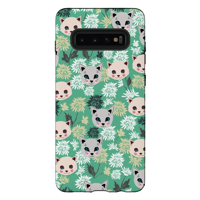 Galaxy S10 plus StrongFit Cute Cats and Flowers by Karolina