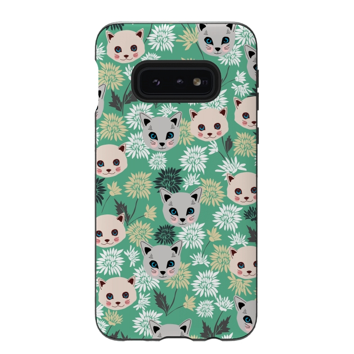 Galaxy S10e StrongFit Cute Cats and Flowers by Karolina