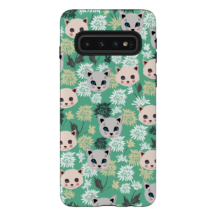 Galaxy S10 StrongFit Cute Cats and Flowers by Karolina