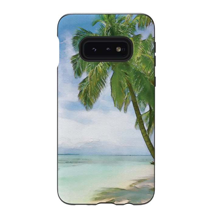 Galaxy S10e StrongFit Watercolor Beach by Creativeaxle