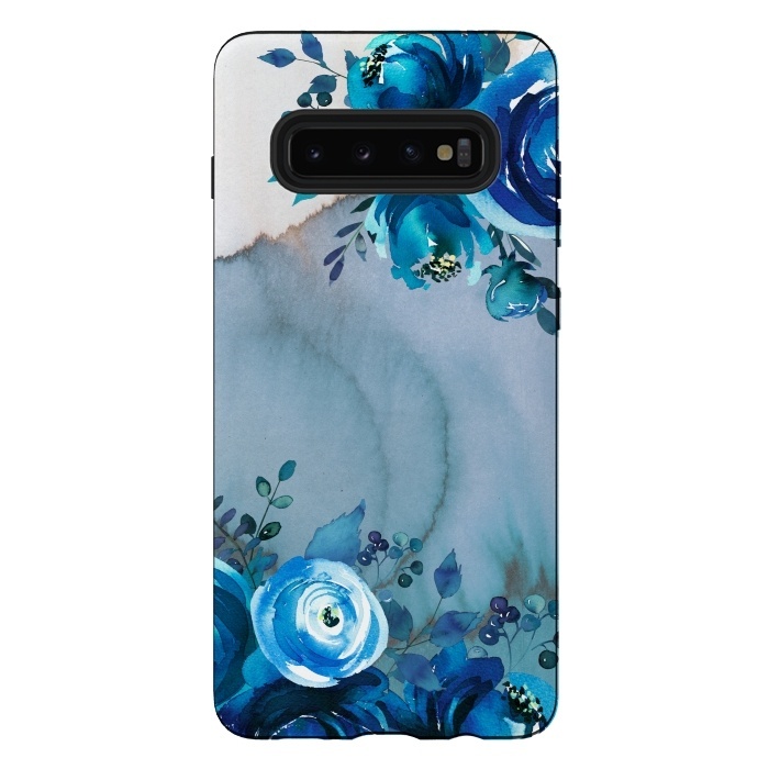 Galaxy S10 plus StrongFit Blue Floral Spring Garden by  Utart