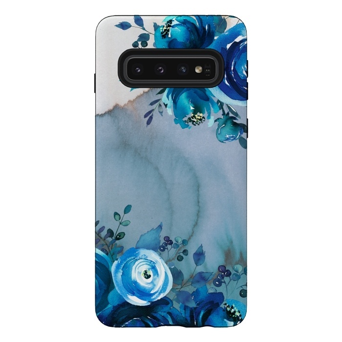 Galaxy S10 StrongFit Blue Floral Spring Garden by  Utart