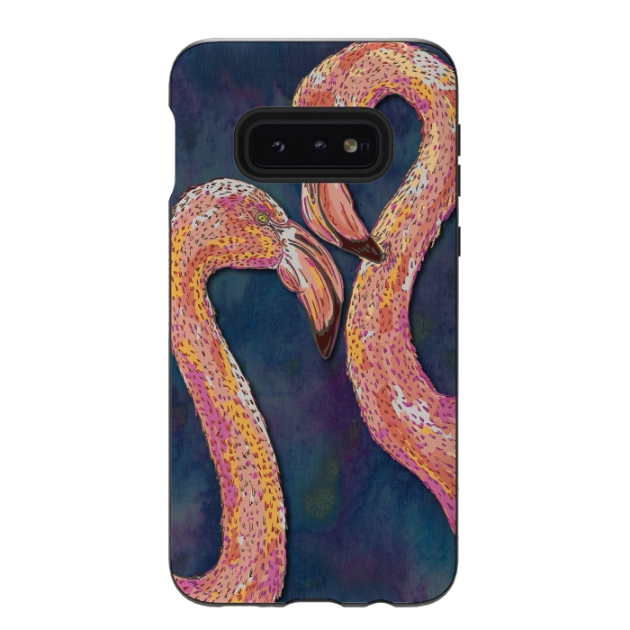 Galaxy S10e StrongFit Pink Flamingos by Lotti Brown