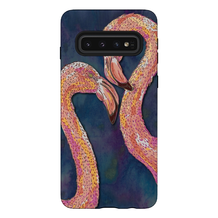 Galaxy S10 StrongFit Pink Flamingos by Lotti Brown