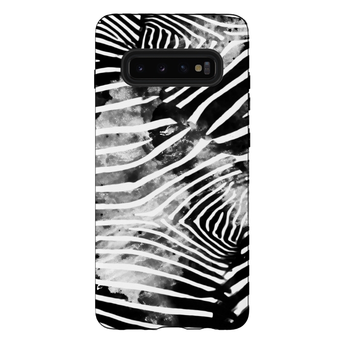Galaxy S10 plus StrongFit Painted animal print zebra stripes by Oana 